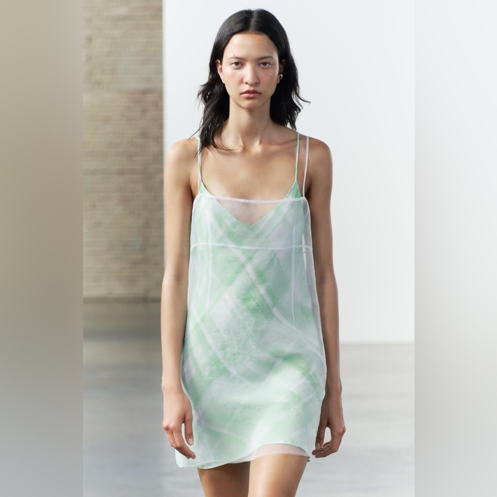 NWOT Green and White Strappy Dress